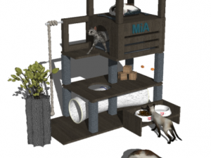 25 Modern Pet Shop Cat Cafe Cat Climbing Frame SU Model Design Collection Model 3D