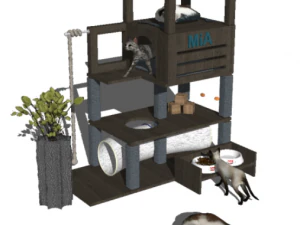 25 Modern Pet Shop Cat Cafe Cat Climbing Frame SU Model Design Collection 3D Model