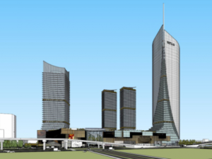 Riverside super high-rise modern luxury residence commercial complex Model 3D
