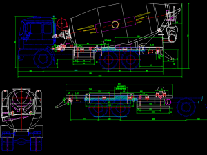 14 square concrete mixer truck drawing 3D Model