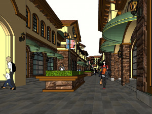 Exquisite SU Model of Spanish style Commercial Street Modèle 3D