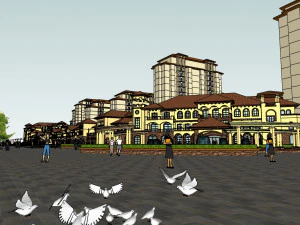Exquisite SU Model of Spanish style Commercial Street 3D Model