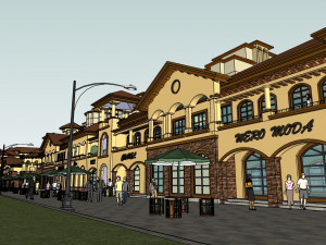 Exquisite SU Model of Spanish style Commercial Street Modèle 3D