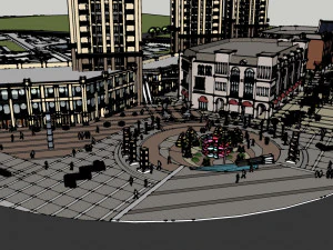 Model SU yang bagus dari Jalan Komersial Eropa Model 3D