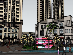 Fine SU Model of European Commercial Street Modello 3D