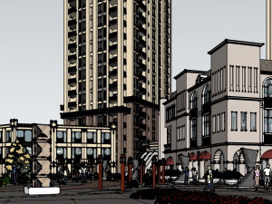 Fine SU Model of European Commercial Street Modello 3D