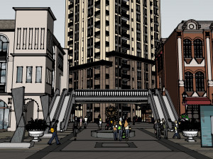 Fine SU Model of European Commercial Street Modello 3D
