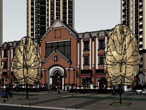 Fine SU Model of European Commercial Street Modello 3D