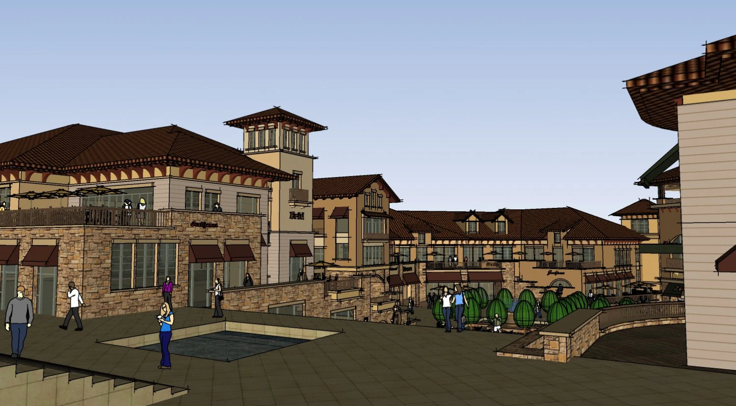 SU Model Design of European Commercial Street 3D Model .c4d .max .obj .3ds .fbx .stl .blend 