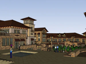 ヨーロッパの商店街のSUモデルデザイン 3Dモデル