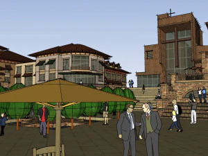 SU Model Design of European Commercial Street 3D Model