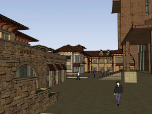 SU Model Design of European Commercial Street 3D Model