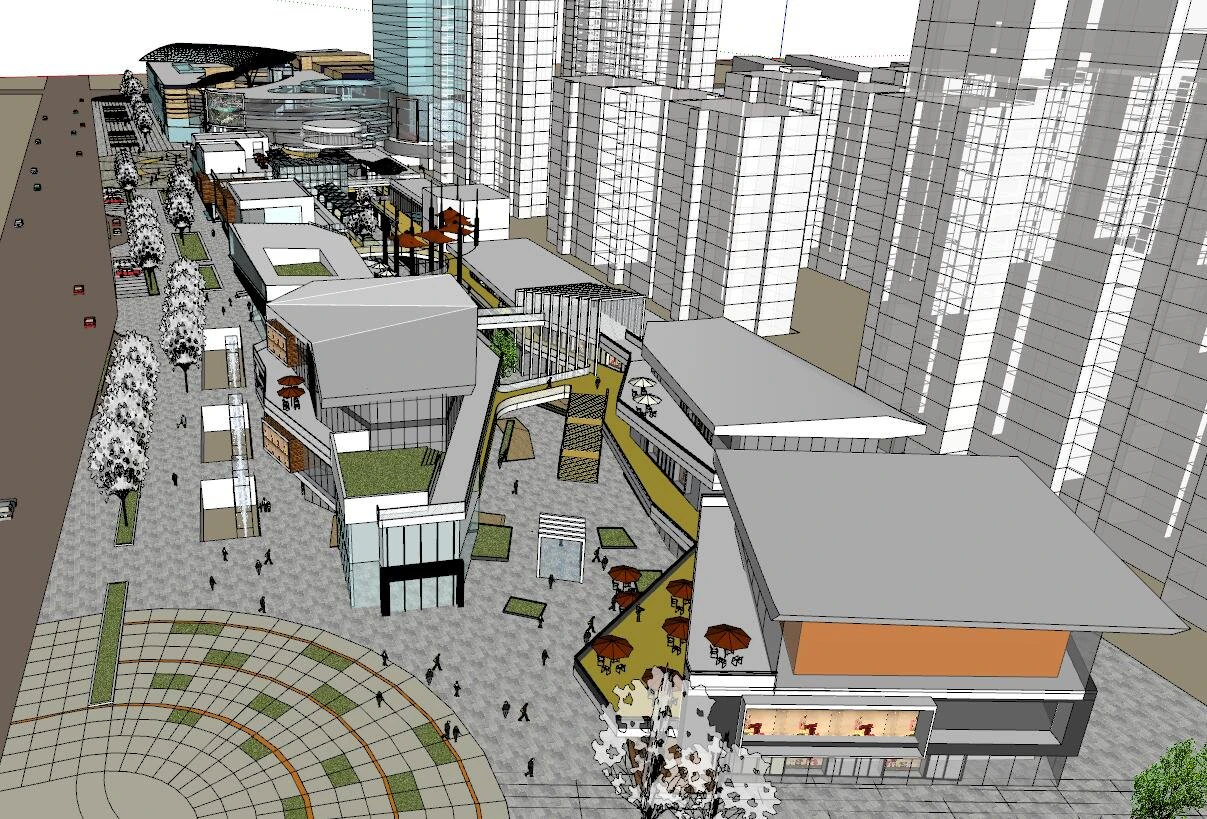 SU Model for Planning and Design of Modern Commercial Street 3D Model .c4d .max .obj .3ds .fbx .stl .blend 