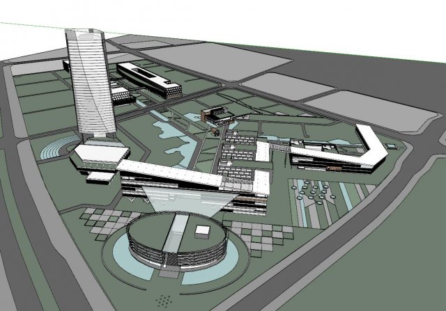SU Model for the Design of Comprehensive Industrial Park 3D Model .c4d .max .obj .3ds .fbx .stl .blend 