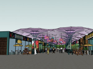 SU model of Chinese commercial street 3D Model