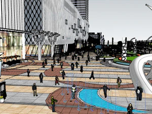 SU-model van commercieel pleinontwerp 3D Model