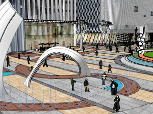 SU Model of Commercial Plaza Design 3D Model