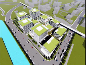 Construindo Modelo SU de Parque Industrial de Promoção de Investimentos Modelo 3D