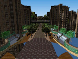 Landscape SU Model of Amber Commercial Street 3D Model