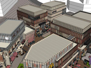 SU Model for Reconstruction Design of Commercial Street near Subway 3D Model