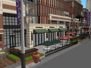 Modelo SU para projeto de reconstru&ccedil;&atilde;o de rua comercial pr&oacute;xima ao metr&ocirc; Modelo 3D