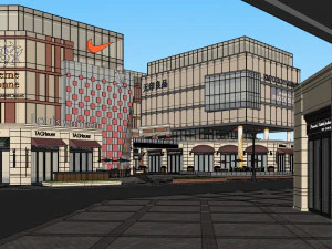 Modelo SU para projeto de reconstru&ccedil;&atilde;o de rua comercial pr&oacute;xima ao metr&ocirc; Modelo 3D