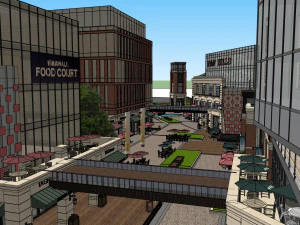 Modelo SU para projeto de reconstru&ccedil;&atilde;o de rua comercial pr&oacute;xima ao metr&ocirc; Modelo 3D