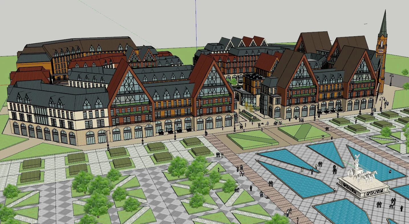 SU Model for the Design of Nordic style Industrial Park 3D Model .c4d .max .obj .3ds .fbx .stl .blend 