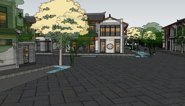 SU Model of Ancient Town Project Chinese style 3D Model .c4d .max .obj .3ds .fbx .stl .blend 