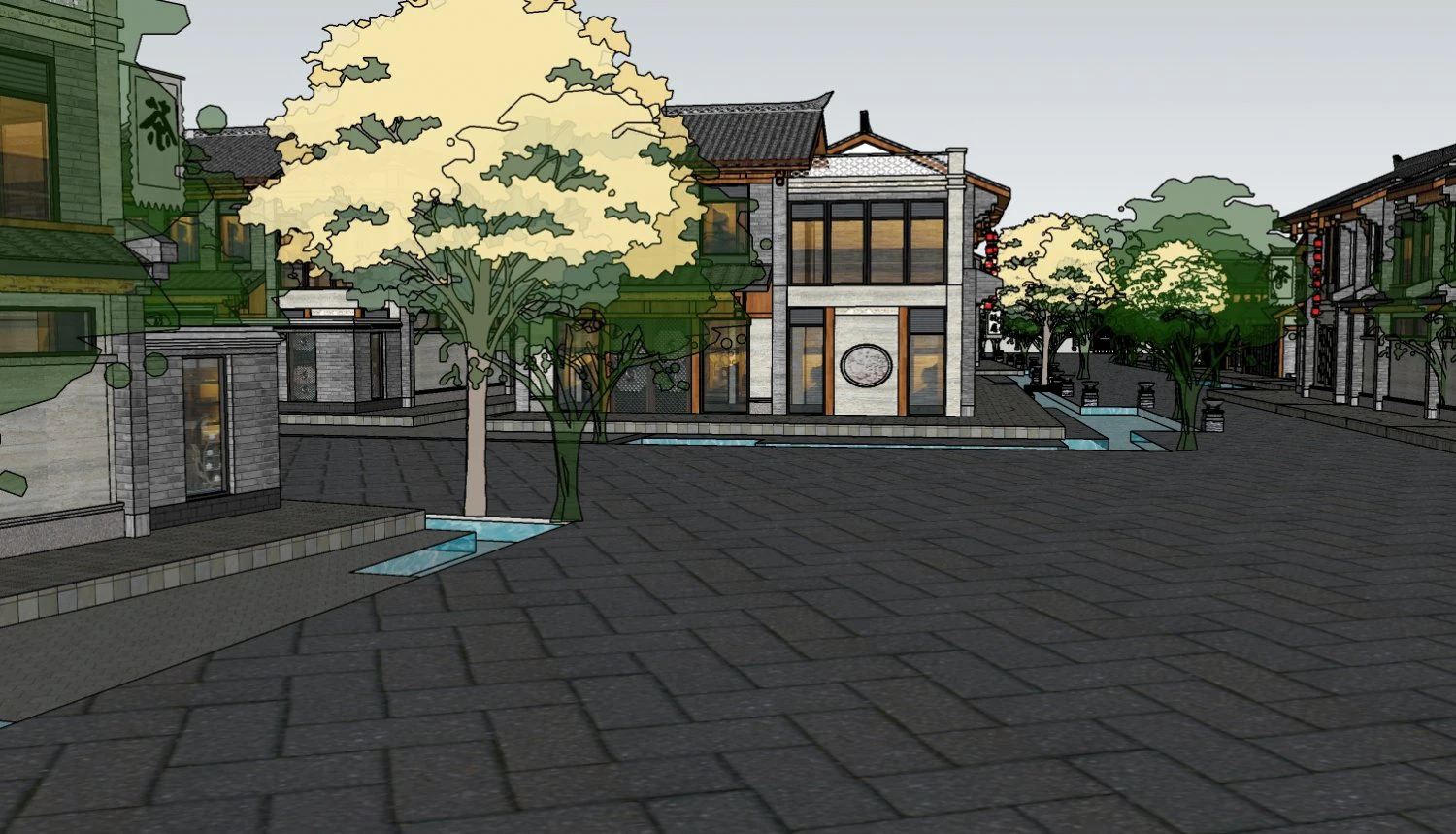 SU Model of Ancient Town Project Chinese style 3D Model .c4d .max .obj .3ds .fbx .stl .blend 