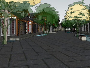 SU Model of Ancient Town Project Chinese style 3D Model
