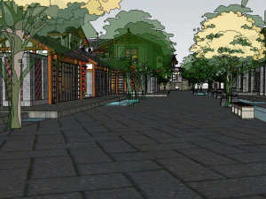 SU Model of Ancient Town Project Chinese style 3D Model