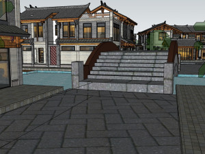 SU Model of Ancient Town Project Chinese style 3D Model