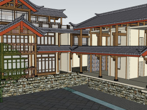 SU Model of Ancient Town Project Chinese style 3D Model