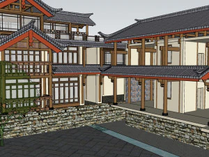 SU Model of Ancient Town Project Chinese style 3D Model