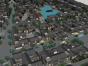 SU Model of Ancient Town Project Chinese style 3D Model