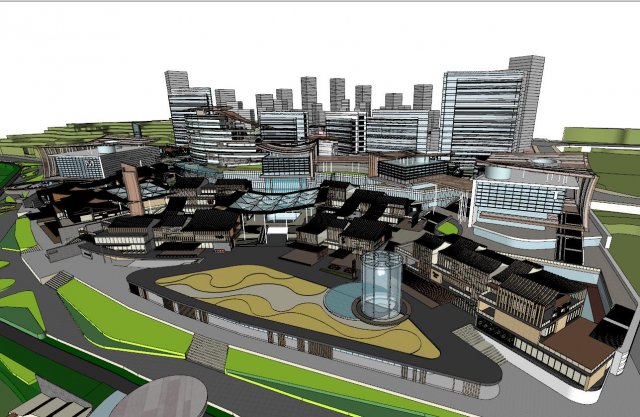 SU Model of Commercial Project Waterfront Hyundai 3D 모델 .c4d .max .obj .3ds .fbx .stl .blend 