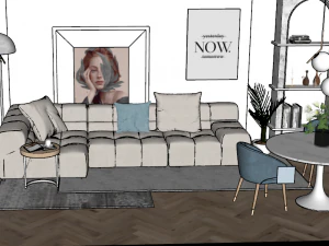 Fine design of the Nordic style living room SU model 3D Model