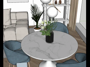 Fine design of the Nordic style living room SU model 3D Model
