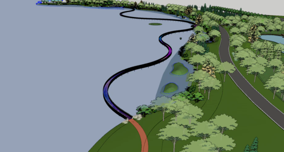 Landscape SU Model Design of Modern curved Wetland popular Science Garden 3D Model .c4d .max .obj .3ds .fbx .stl .blend 