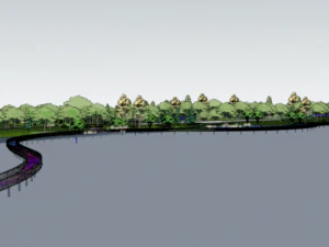 Landscape SU Model Design of Modern curved Wetland popular Science Garden 3D Model