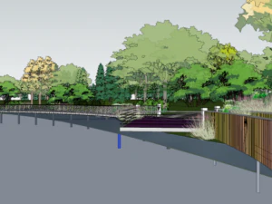 Landscape SU Model Design of Modern curved Wetland popular Science Garden 3D Model