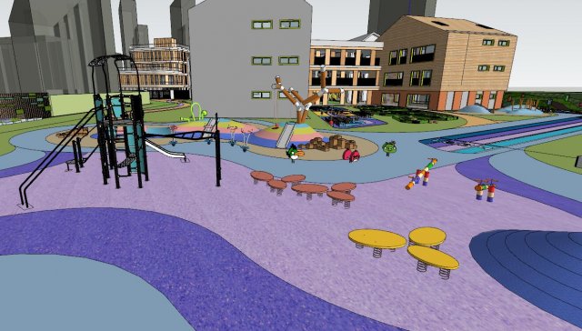SU Model of Art atmosphere Kindergarten Building 3D Модель .c4d .max .obj .3ds .fbx .stl .blend 
