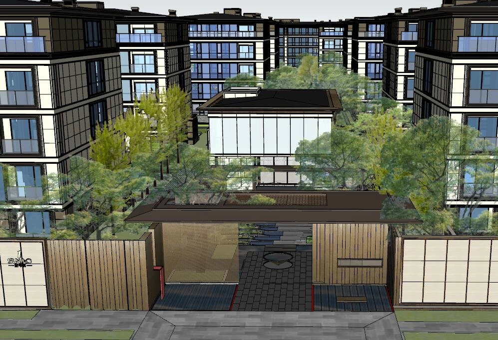 Su Model of Landscape in Modern Chinese Housing area 3D Model .c4d .max .obj .3ds .fbx .stl .blend 