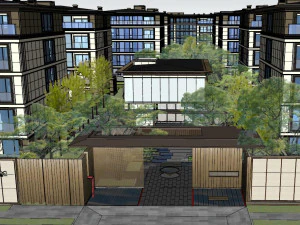आधुनिक चीनी आवास क्षेत्र में लैंडस्केप का सु मॉडल 3D मॉडल