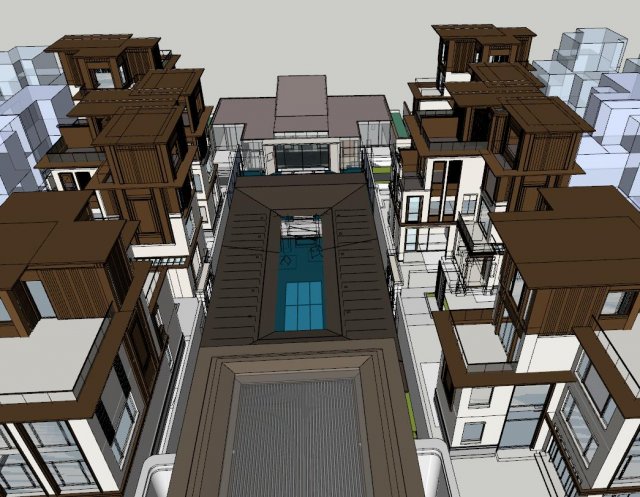 Modern villa building SU model 3D Модель .c4d .max .obj .3ds .fbx .stl .blend 