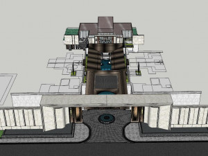 Modern villa building SU model 3D Модель