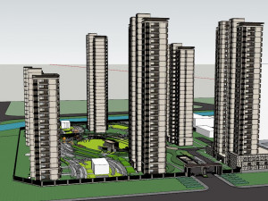 Su Model of Residential Building Landscape in Modern Central area 3D Model