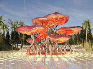 SU model of sculpture of octopus foot cloud city square 3D 모델