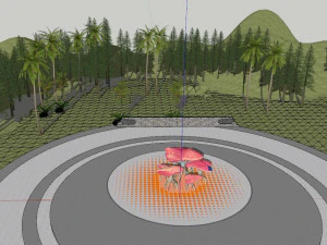 SU model of sculpture of octopus foot cloud city square 3D Model